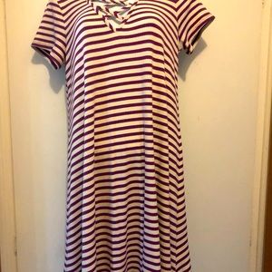 Purple and white striped dress